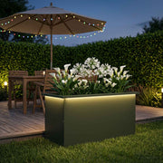 Plantenbak staal olijfgroen 40x80x40 cm met led