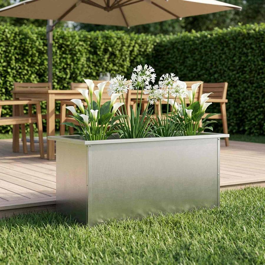 Plantenbak met led zilver 40 x 80 x 40 cm Roestvrij staal