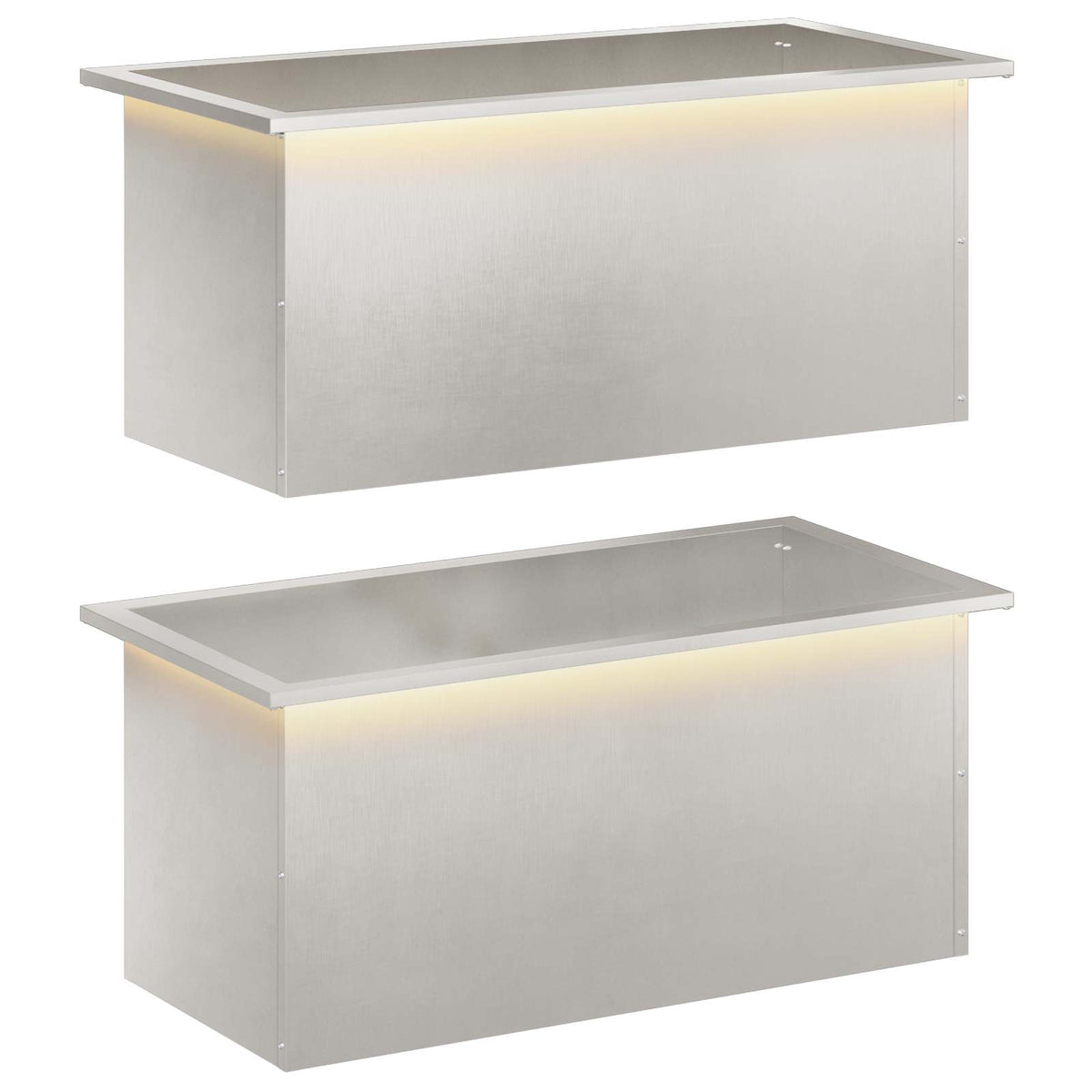 Plantenbak met led 2 st zilver 40 x 80 x 40 cm Roestvrij staal