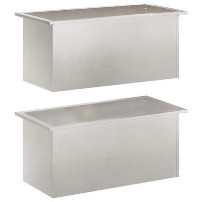 Plantenbak met led 2 st zilver 40 x 80 x 40 cm Roestvrij staal