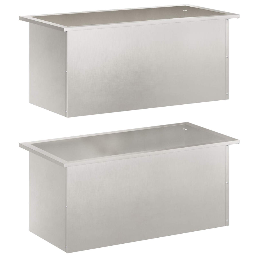 Plantenbak met led 2 st zilver 40 x 80 x 40 cm Roestvrij staal
