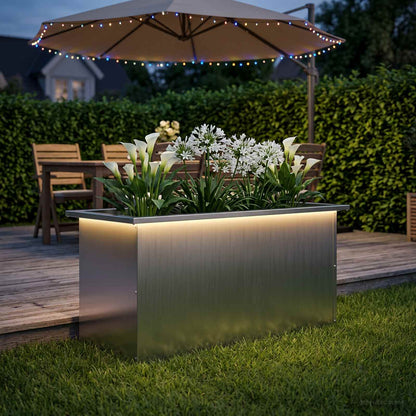 Plantenbak met led zilver 40 x 80 x 40 cm Gegalvaniseerd staal