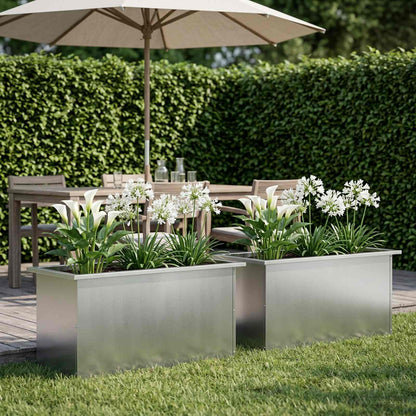 Plantenbak met led 2 st zilver 40 x 80 x 40 cm