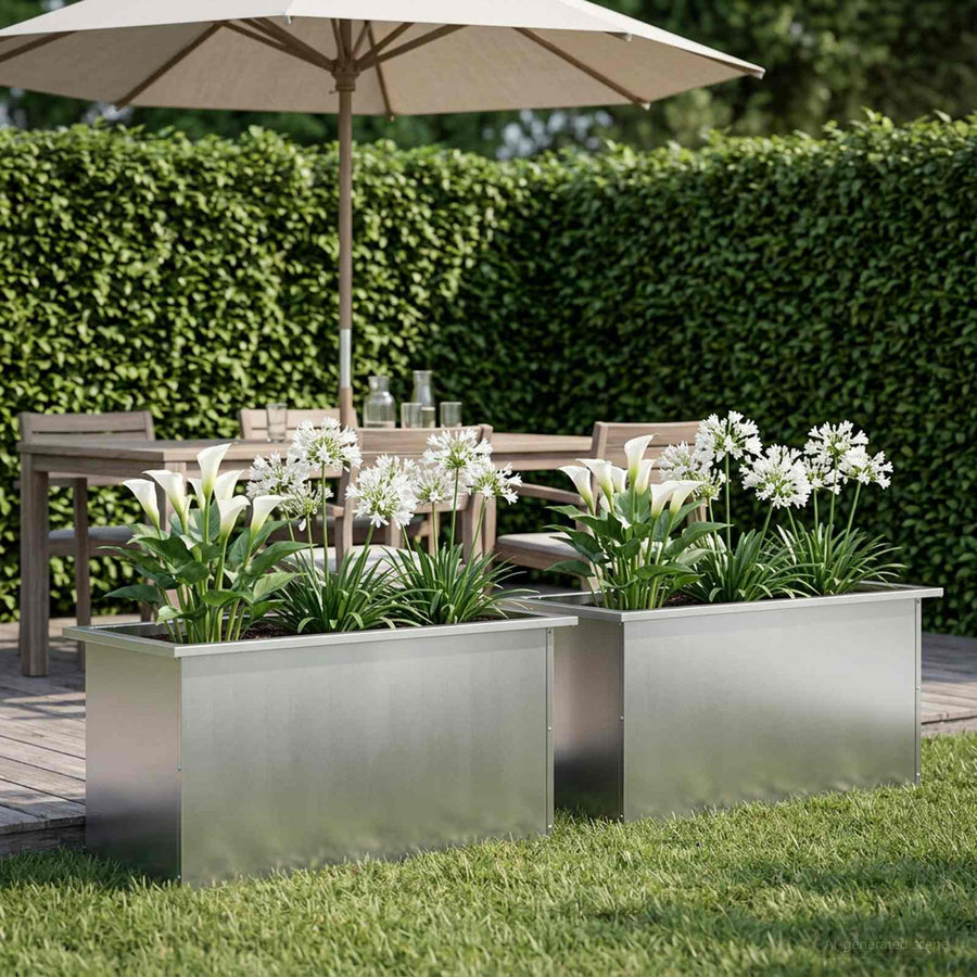 Plantenbak met led 2 st zilver 40 x 80 x 40 cm