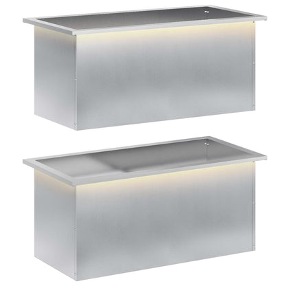 Plantenbak met led 2 st zilver 40 x 80 x 40 cm