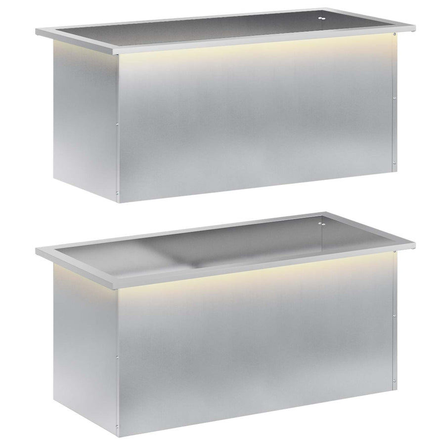 Plantenbak met led 2 st zilver 40 x 80 x 40 cm