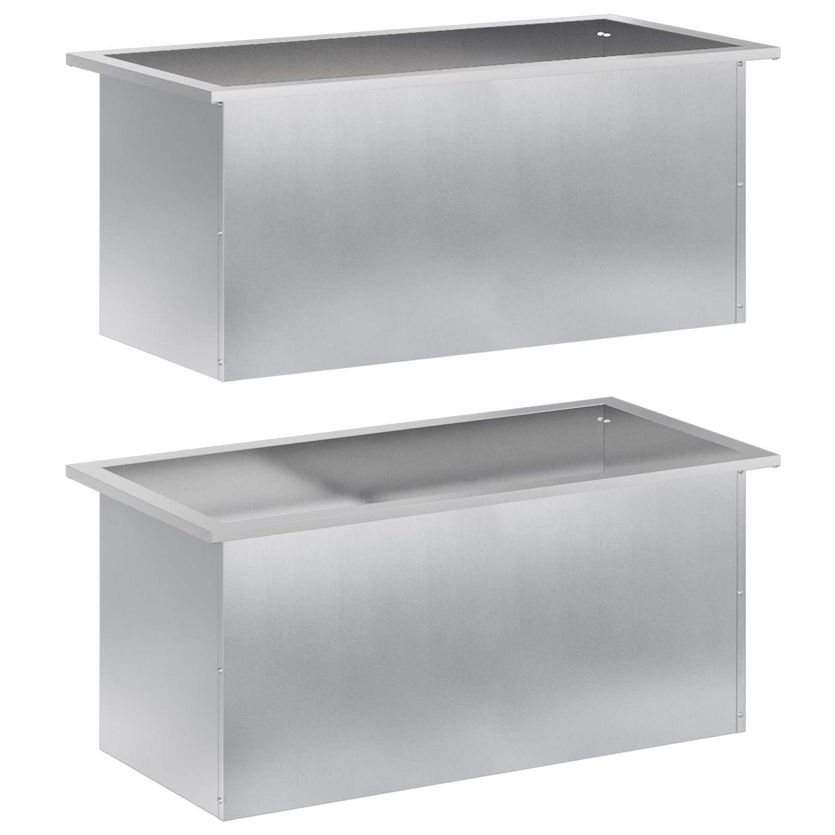 Plantenbak met led 2 st zilver 40 x 80 x 40 cm
