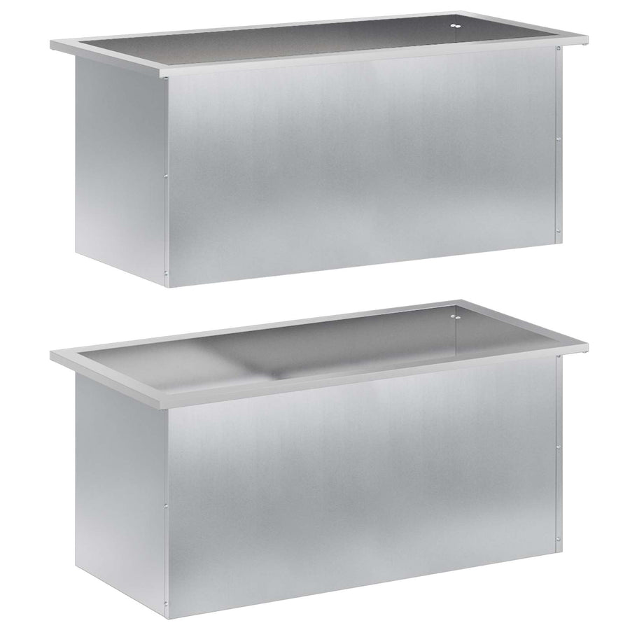 Plantenbak met led 2 st zilver 40 x 80 x 40 cm
