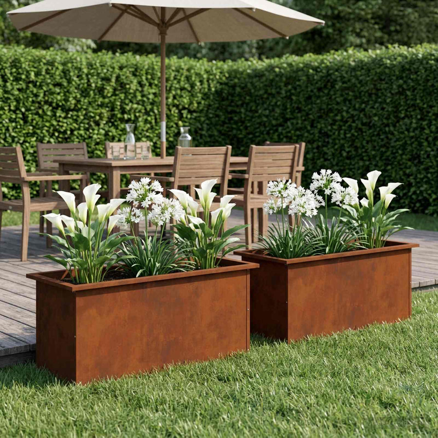 Plantenbak met led 2 st Roestkleurig 40 x 80 x 40 cm