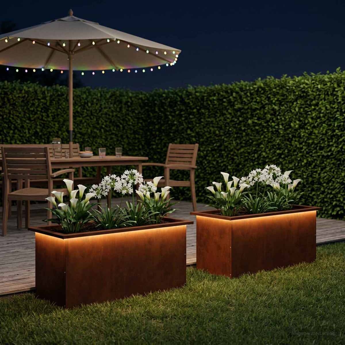 Plantenbak met led 2 st Roestkleurig 40 x 80 x 40 cm