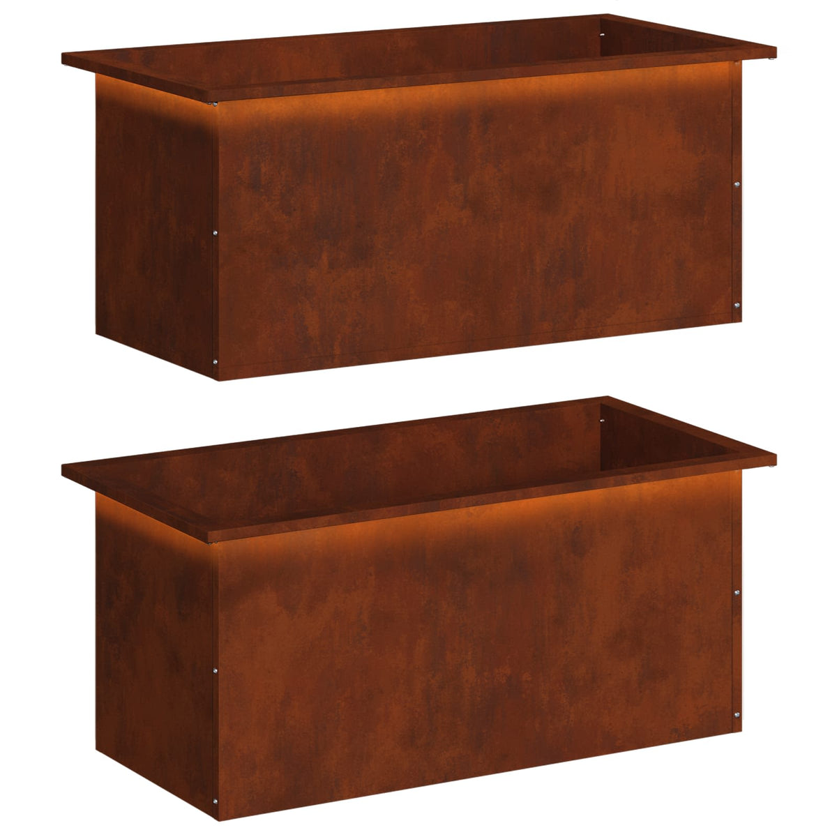 Plantenbak met led 2 st Roestkleurig 40 x 80 x 40 cm