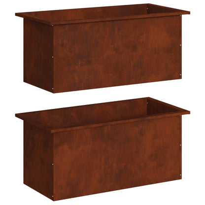 Plantenbak met led 2 st Roestkleurig 40 x 80 x 40 cm