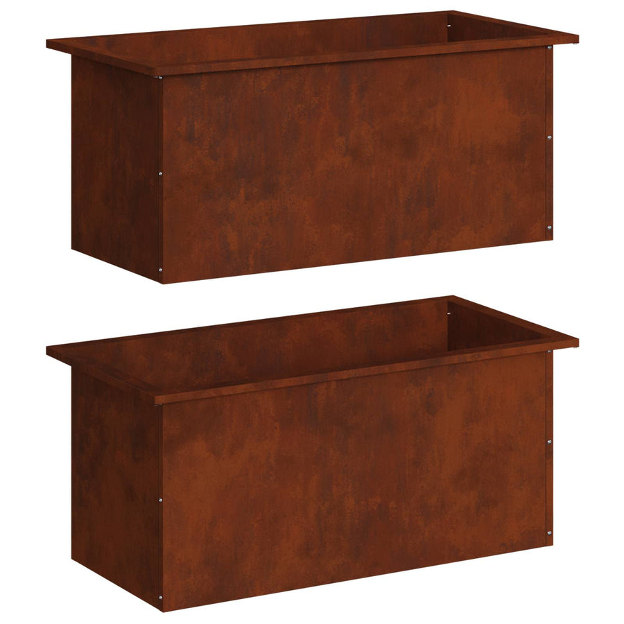 Plantenbak met led 2 st Roestkleurig 40 x 80 x 40 cm