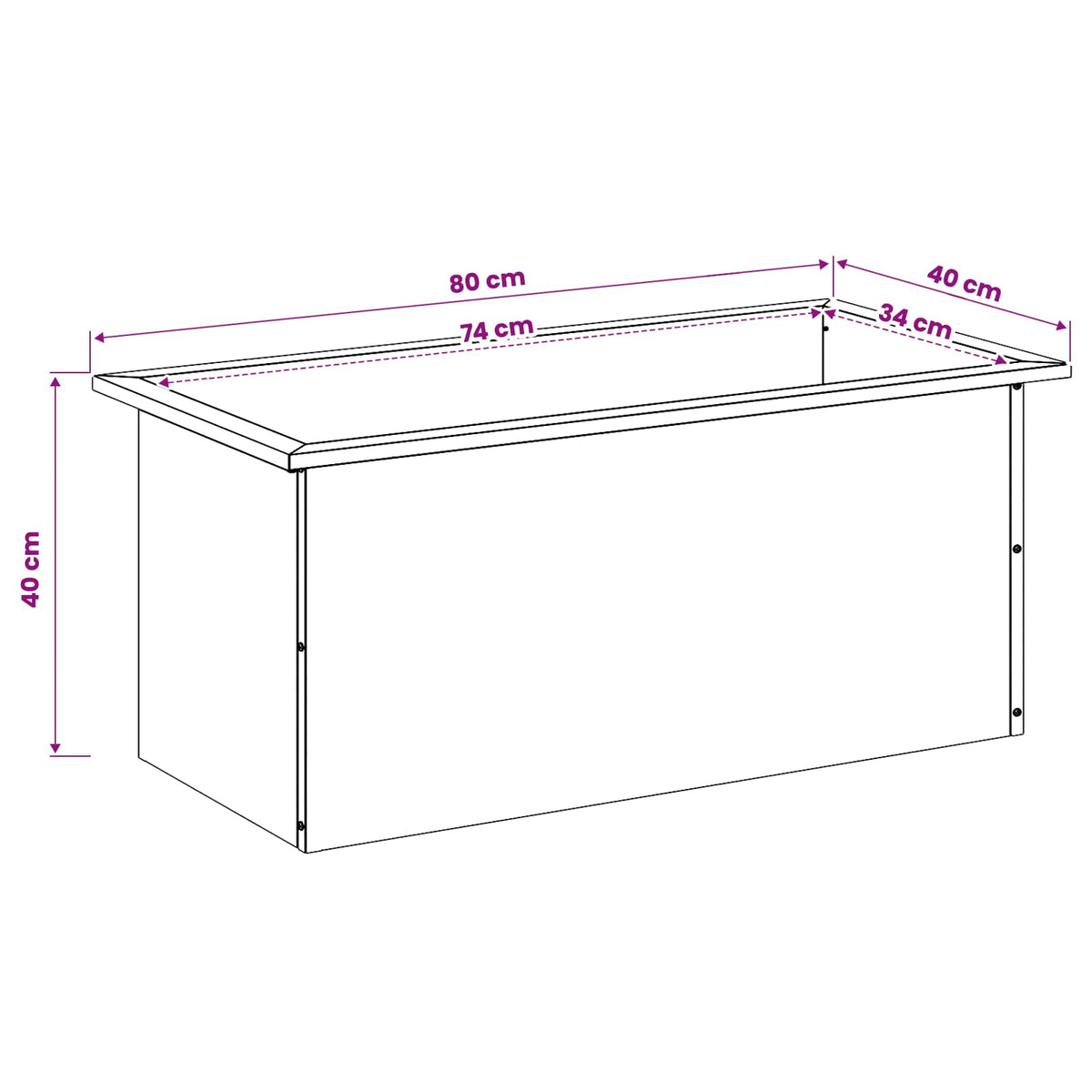 Plantenbak met led 2 st Roestkleurig 40 x 80 x 40 cm