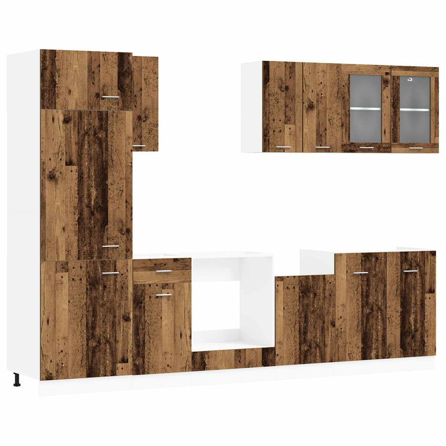 Keuken Eenheid Lyon 8 pcs Oud hout Bewerkt hout