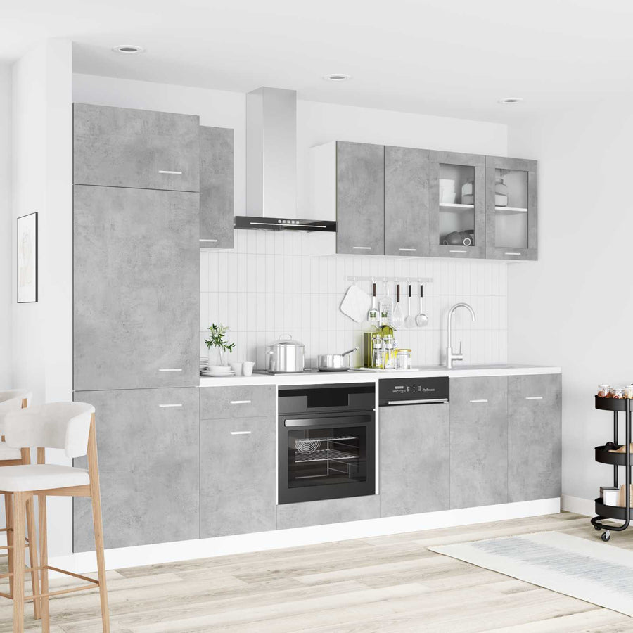 Keuken Eenheid Lyon 8 pcs Betongrijs Bewerkt hout