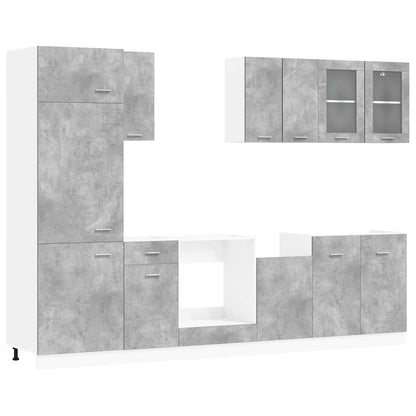 Keuken Eenheid Lyon 8 pcs Betongrijs Bewerkt hout