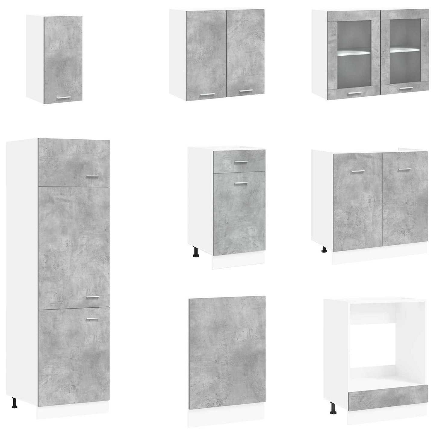 Keuken Eenheid Lyon 8 pcs Betongrijs Bewerkt hout