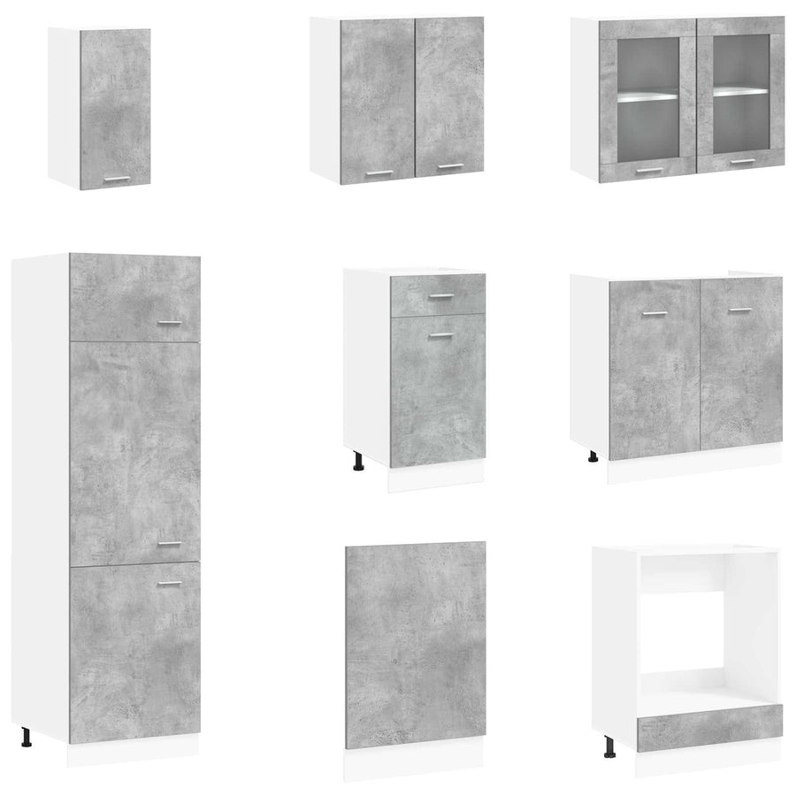 Keuken Eenheid Lyon 8 pcs Betongrijs Bewerkt hout