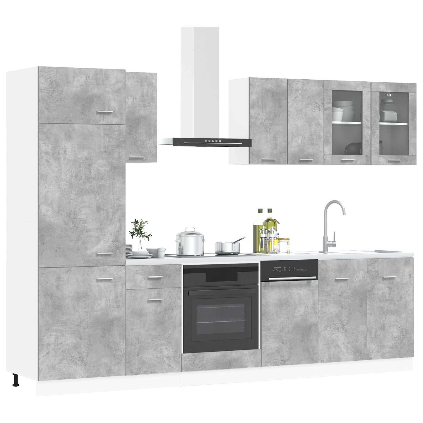 Keuken Eenheid Lyon 8 pcs Betongrijs Bewerkt hout
