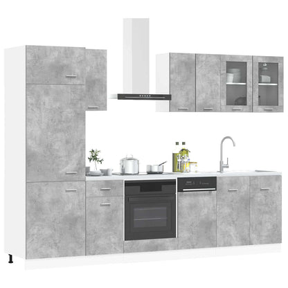 Keuken Eenheid Lyon 8 pcs Betongrijs Bewerkt hout