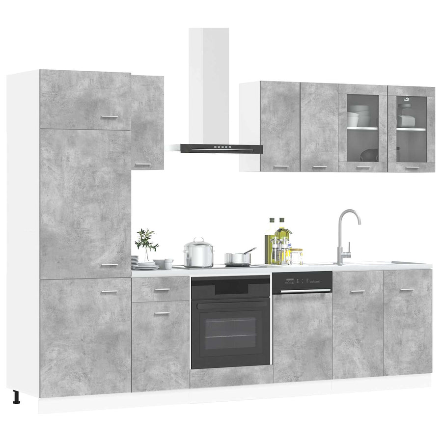 Keuken Eenheid Lyon 8 pcs Betongrijs Bewerkt hout