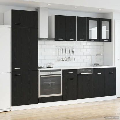 Keuken Eenheid Lyon 8 pcs Zwart eiken Bewerkt hout