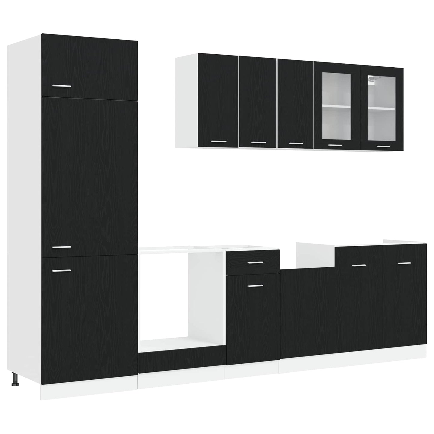 Keuken Eenheid Lyon 8 pcs Zwart eiken Bewerkt hout