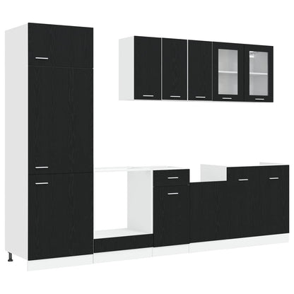 Keuken Eenheid Lyon 8 pcs Zwart eiken Bewerkt hout
