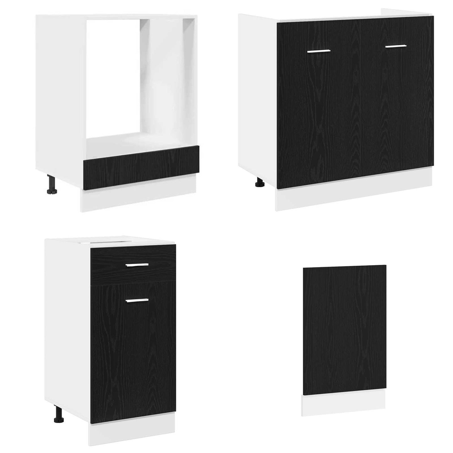 Keuken Eenheid Lyon 8 pcs Zwart eiken Bewerkt hout