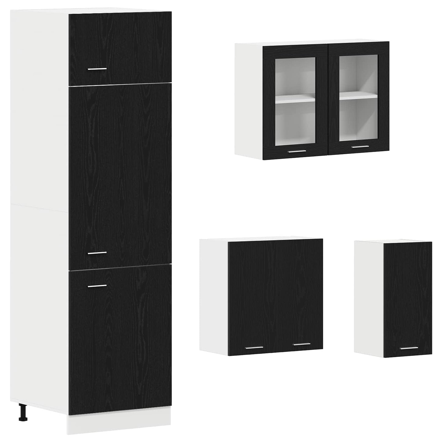 Keuken Eenheid Lyon 8 pcs Zwart eiken Bewerkt hout