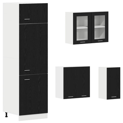 Keuken Eenheid Lyon 8 pcs Zwart eiken Bewerkt hout