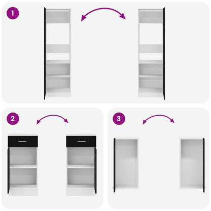 Keuken Eenheid Lyon 8 pcs Zwart eiken Bewerkt hout