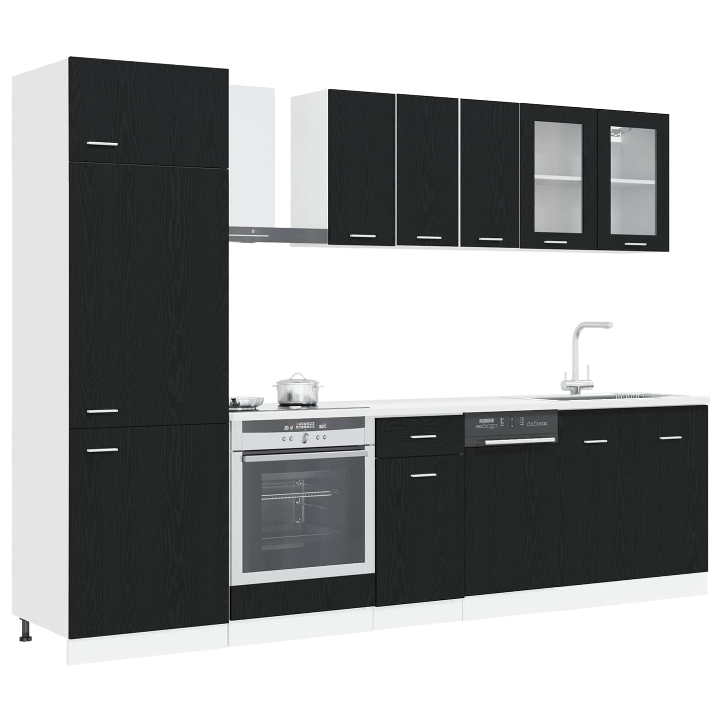Keuken Eenheid Lyon 8 pcs Zwart eiken Bewerkt hout