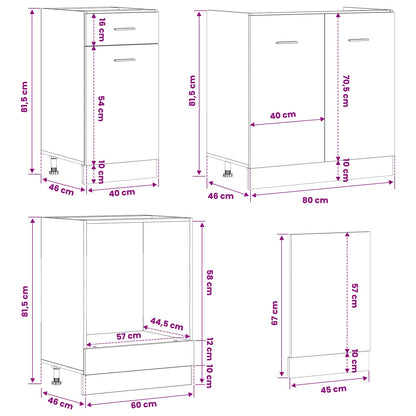 Keuken Eenheid Lyon 8 pcs Zwart eiken Bewerkt hout