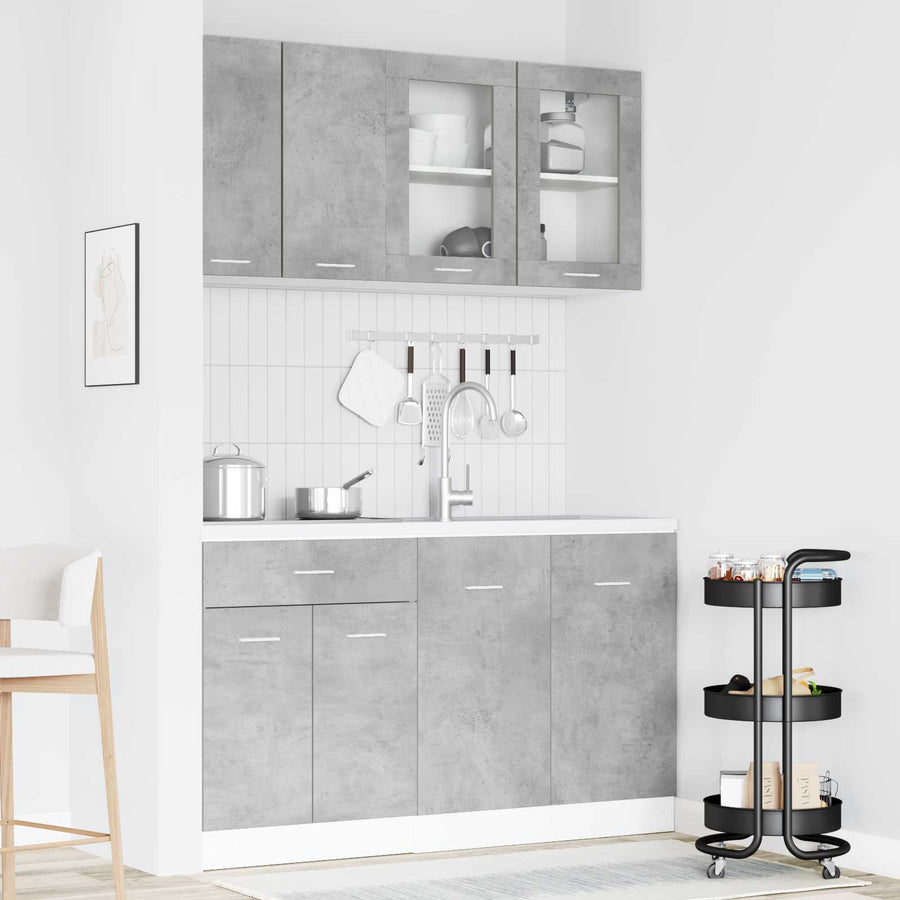 Keuken Eenheid Lyon 4 pcs Betongrijs Bewerkt hout