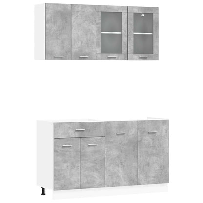 Keuken Eenheid Lyon 4 pcs Betongrijs Bewerkt hout