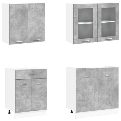 Keuken Eenheid Lyon 4 pcs Betongrijs Bewerkt hout