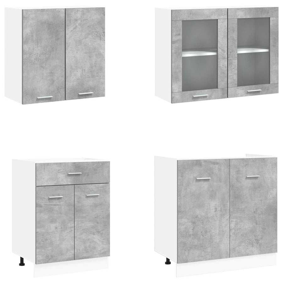 Keuken Eenheid Lyon 4 pcs Betongrijs Bewerkt hout