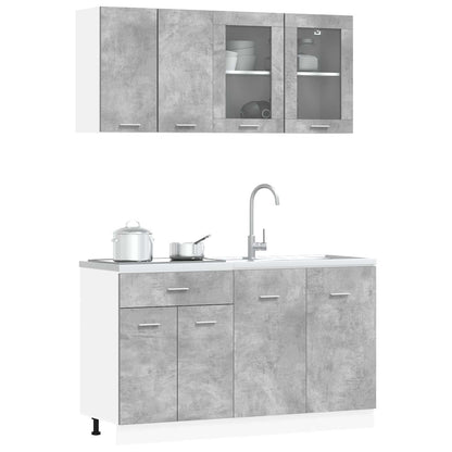 Keuken Eenheid Lyon 4 pcs Betongrijs Bewerkt hout