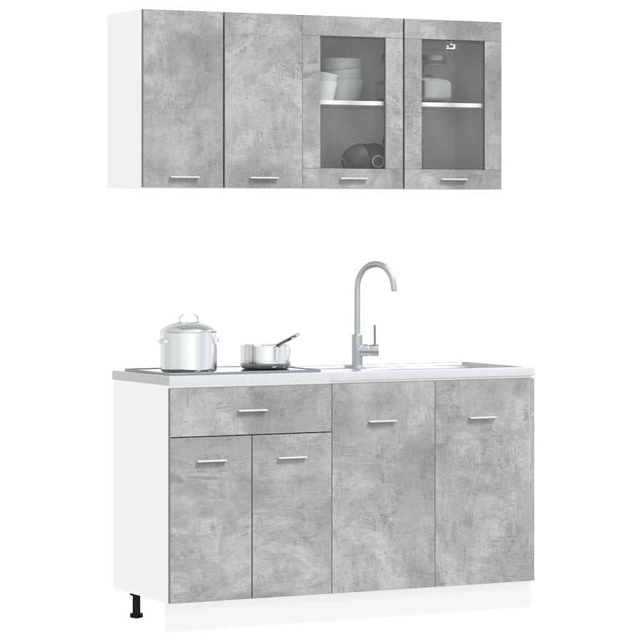 Keuken Eenheid Lyon 4 pcs Betongrijs Bewerkt hout