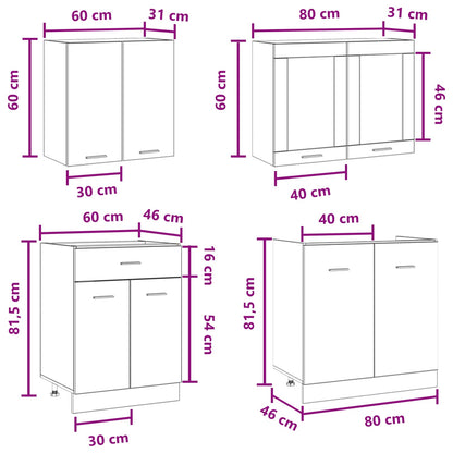 Keuken Eenheid Lyon 4 pcs Betongrijs Bewerkt hout