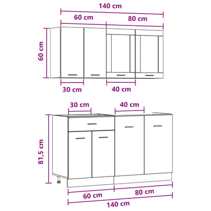 Keuken Eenheid Lyon 4 pcs Betongrijs Bewerkt hout