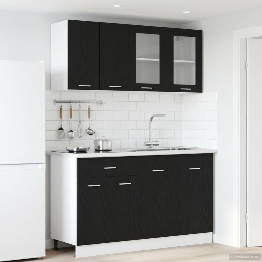 Keuken Eenheid Lyon 4 pcs Zwart eiken Bewerkt hout