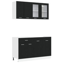 Keuken Eenheid Lyon 4 pcs Zwart eiken Bewerkt hout