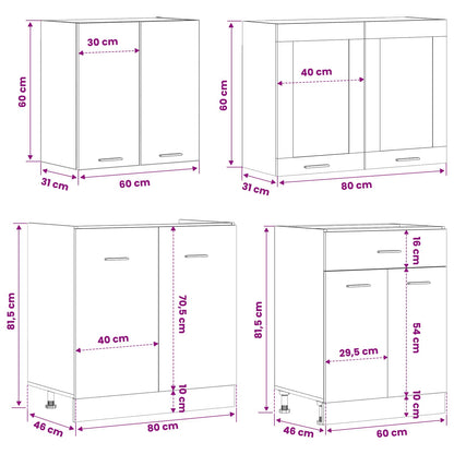 Keuken Eenheid Lyon 4 pcs Zwart eiken Bewerkt hout