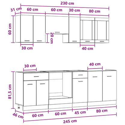Keuken Eenheid Lyon 8 pcs Bewerkt hout