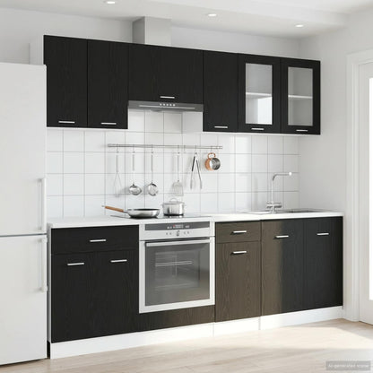 Keuken Eenheid Lyon 8 pcs Zwart eiken Bewerkt hout