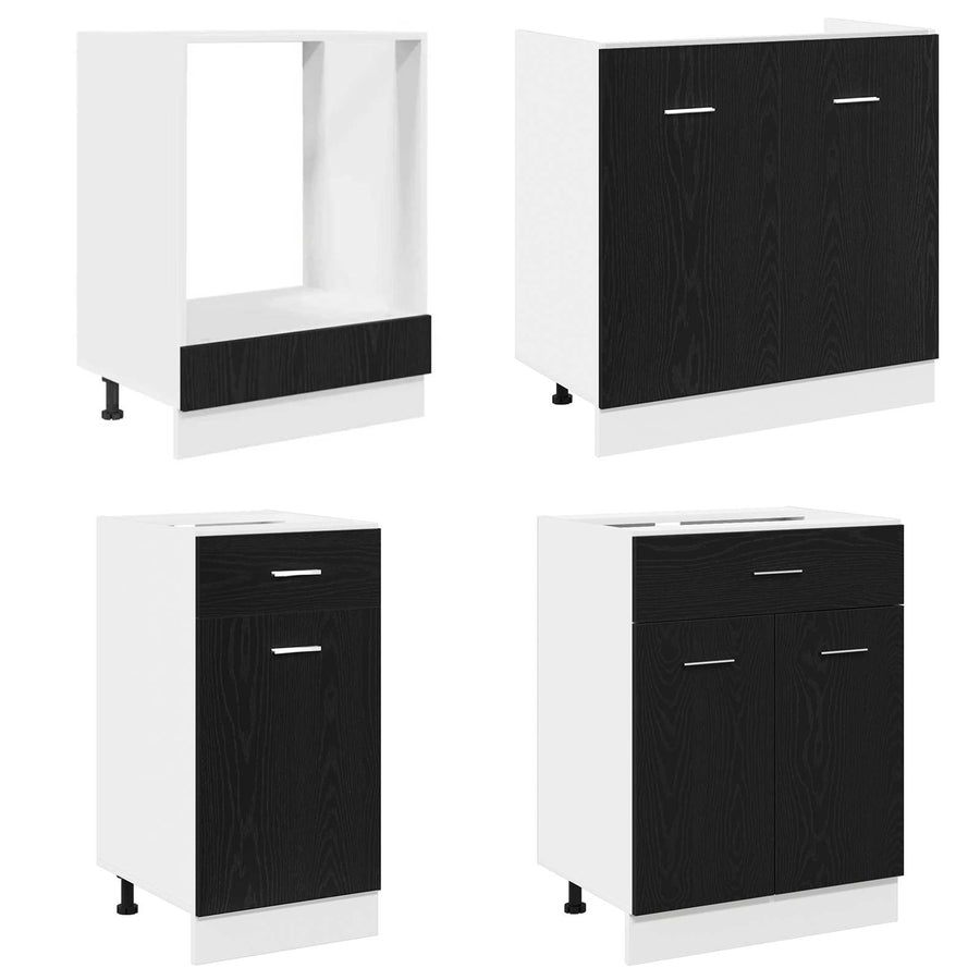 Keuken Eenheid Lyon 8 pcs Zwart eiken Bewerkt hout