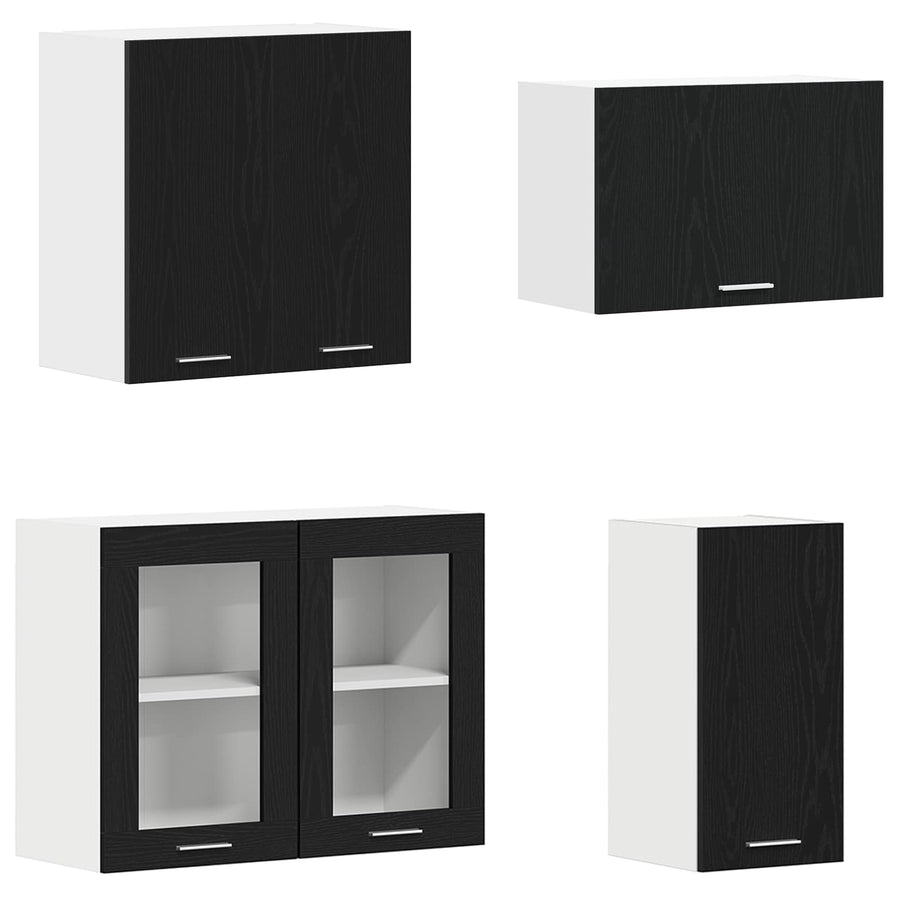 Keuken Eenheid Lyon 8 pcs Zwart eiken Bewerkt hout